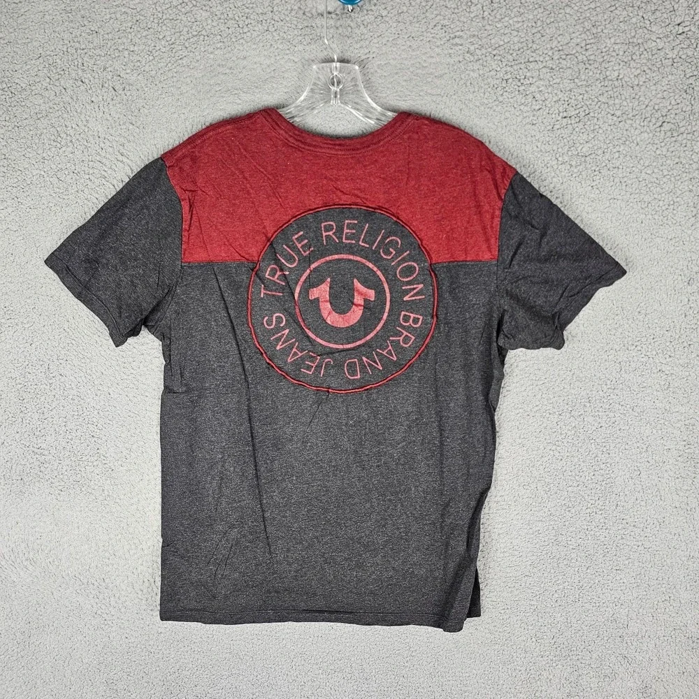 True Religion Original Buddha Brand Tee Shirt Mens Large Gray Crew Neck Logo